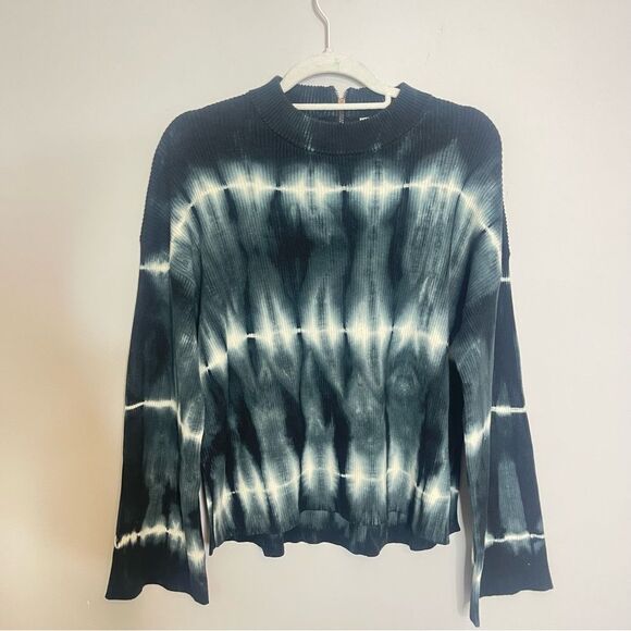 One Teaspoon Black/Blue Tie Dyed Ribbed Long Sleeve Sweatshirt NWOT MEDIUM - Picture 5 of 8